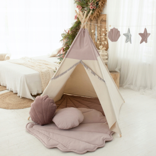 Ružový stan Teepee Mermaid s podložkou a vankúšom - Cozy & Dozy